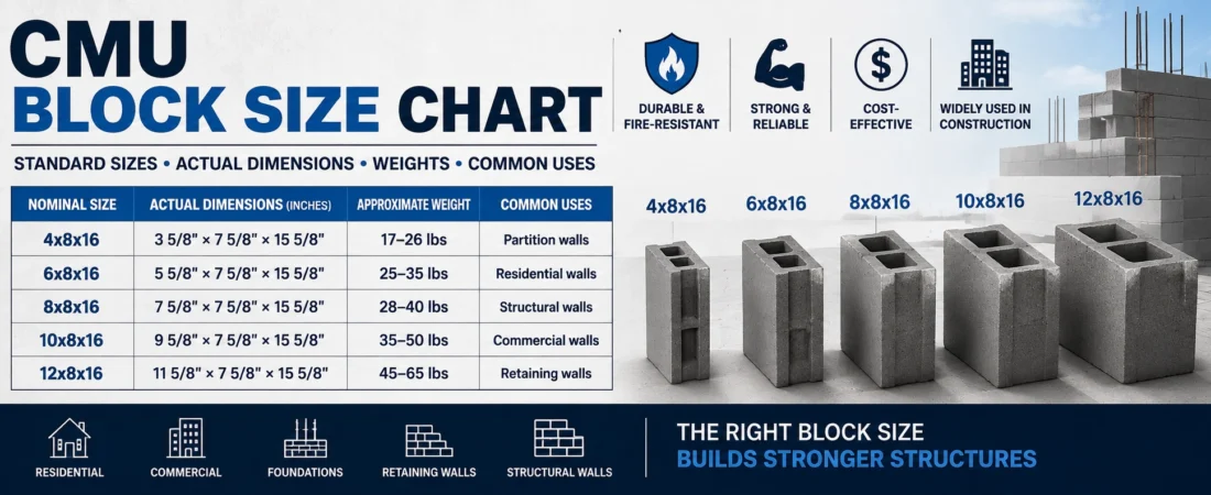 CMU Block Sizes Chart