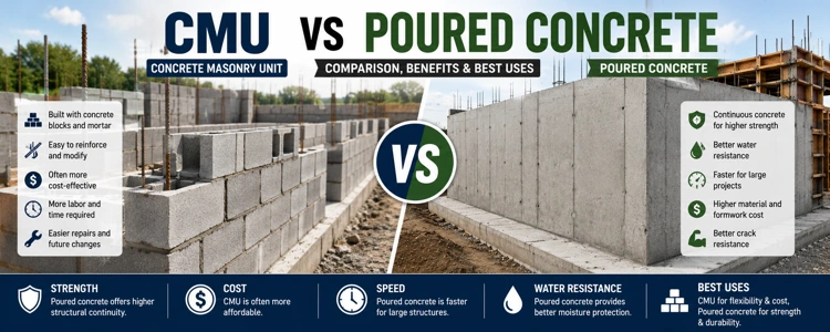CMU vs Poured Concrete: What’s the Difference?