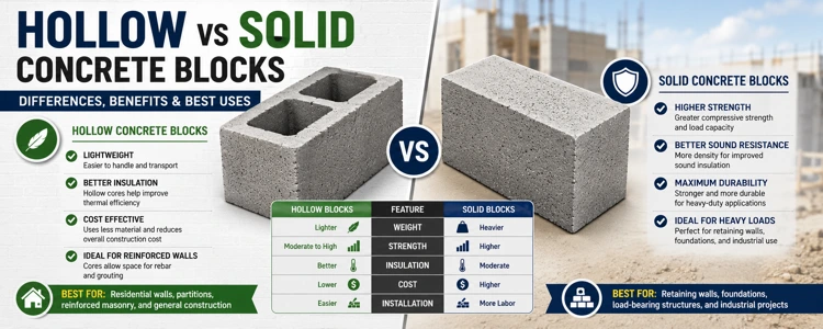 Hollow vs Solid Concrete Blocks: What’s the Difference?