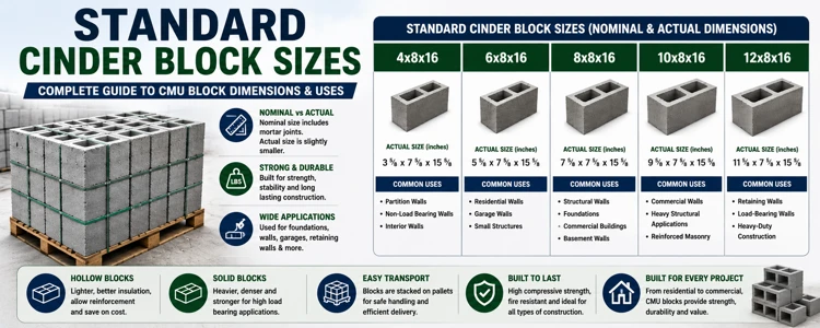 Standard Cinder Block Sizes Guide