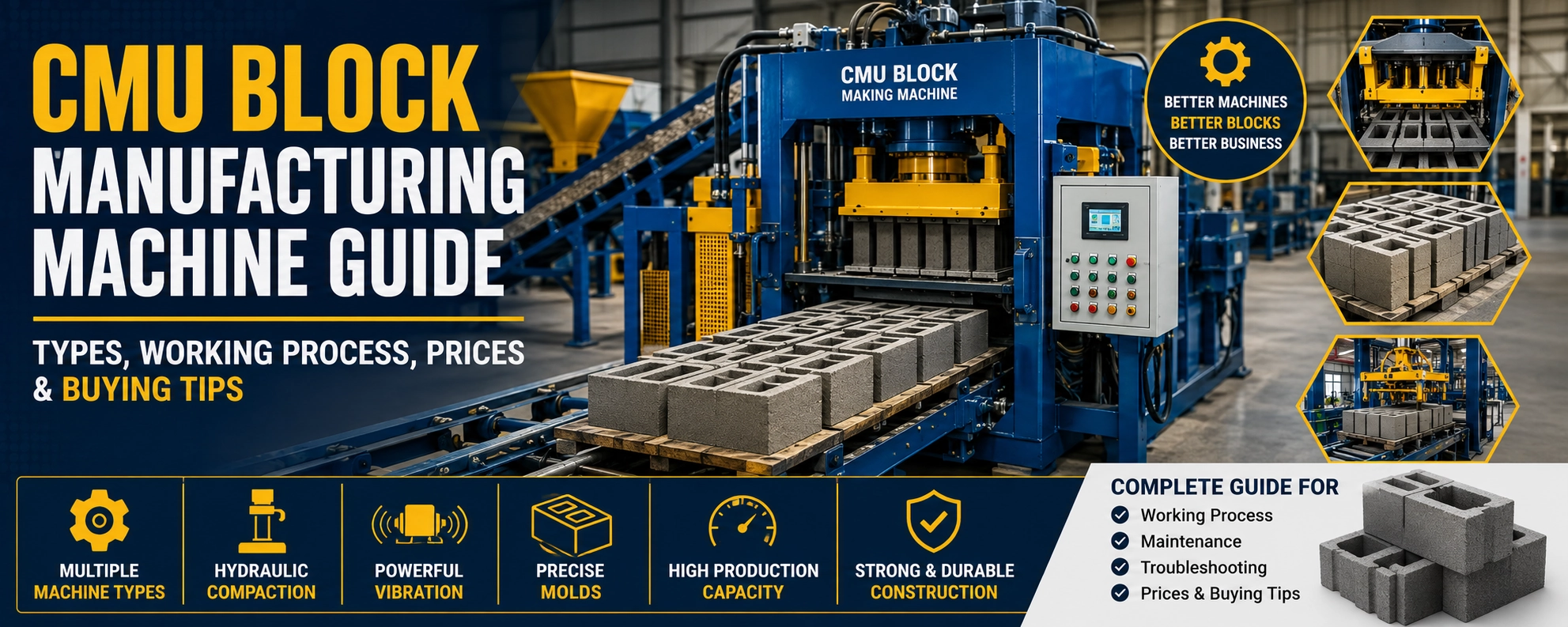 CMU Block Manufacturing Machine Guide: Types, Working Process, Prices & Buying Tips