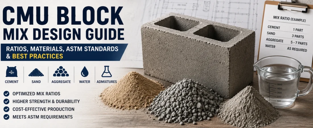 CMU Block Mix Design Guide: Ratios, Materials, ASTM Standards & Best Practices