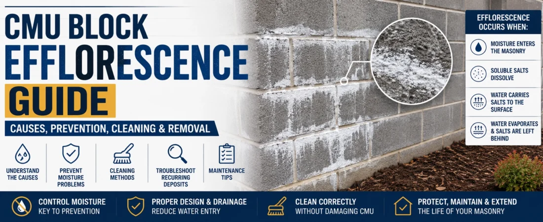 CMU Block Efflorescence Guide: Causes, Prevention, Cleaning & Removal