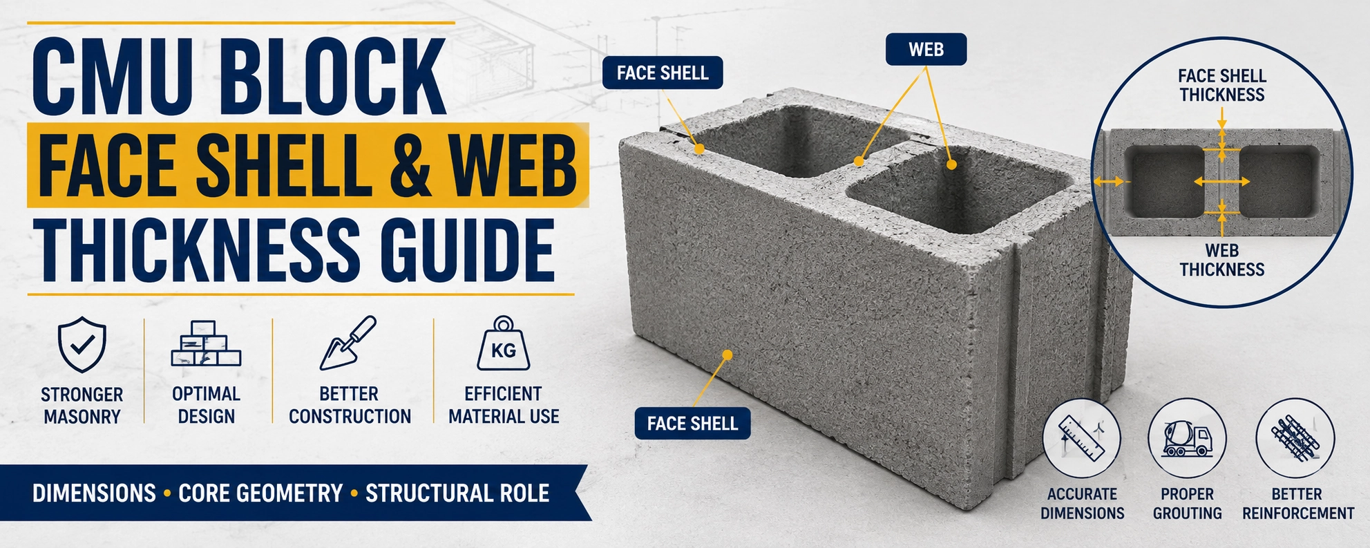 CMU Block Face Shell & Web Thickness Guide: Dimensions, Types & Structural Role