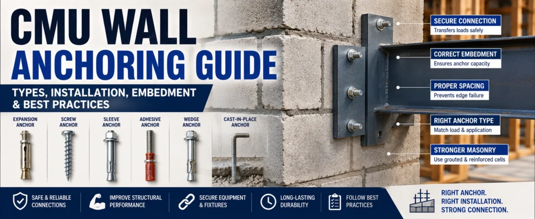 CMU Wall Anchoring Guide: Types, Installation, Embedment & Best Practices